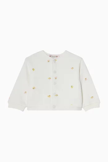 Cherry-print Buttoned Sweatshirt in Cotton