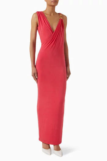 Draped V-neck Dress in Jersey