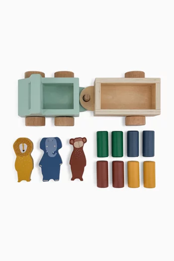 لعبة عربة حيوانات خشبية بجرار