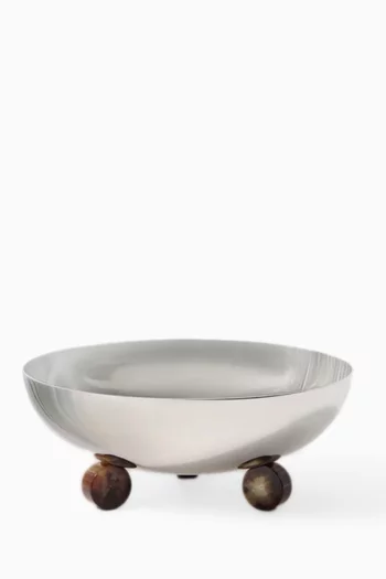Buffalo Horn Details Bowl in Silver-plated Steel