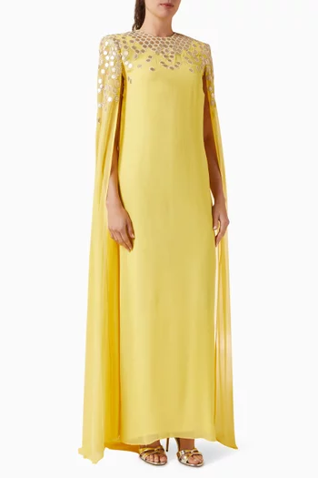 Embellished Cape Dress