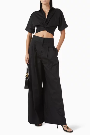 Logan Wide-leg Pants in Poplin