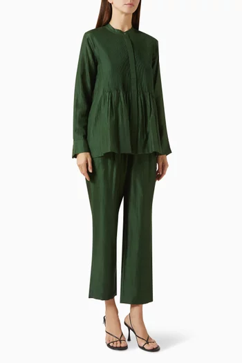 Pleated Shirt & Pants Set