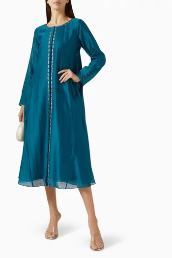 Embroidered-trim Midi Dress