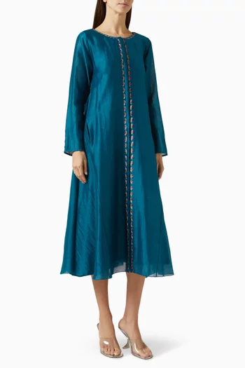 Embroidered-trim Midi Dress