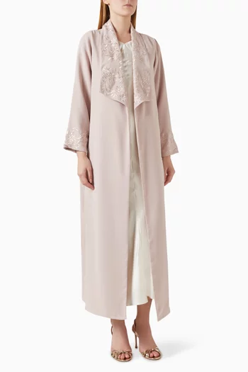 Embroidered Abaya in Italian Crepe