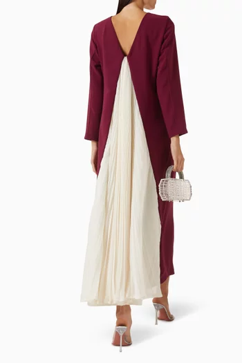 Contrast Pleated Back Maxi Dress in Moroccan Crepe & Chiffon