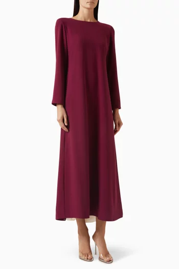Contrast Pleated Back Maxi Dress in Moroccan Crepe & Chiffon