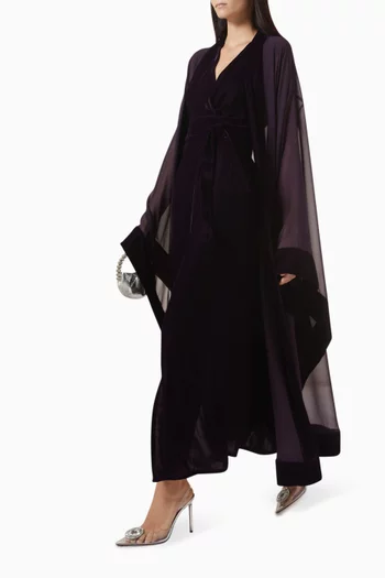 Abaya & Dress Set in Chiffon & Velvet