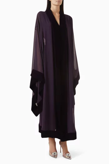 Abaya & Dress Set in Chiffon & Velvet