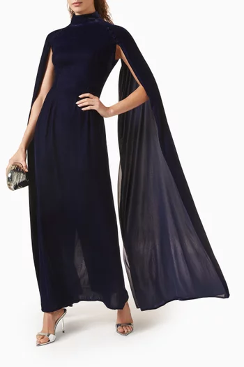 فستان بأكمام كاب مخمل