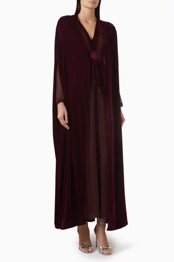 Abaya & Dress Set in Velvet & Chiffon