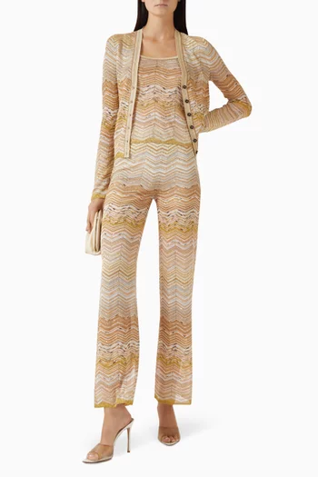 Sequin-embellished Knit Pants in Viscose Blend