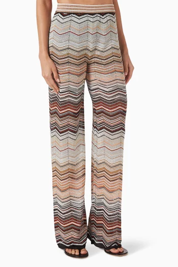 Sequin-embellished Knit Pants in Viscose Blend