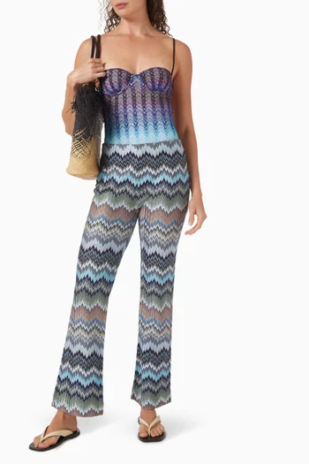 Snake-pattern Flared Pants in Rayon