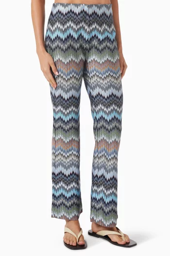 Snake-pattern Flared Pants in Rayon