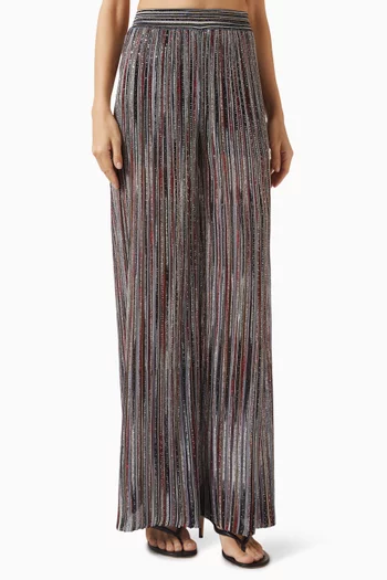 Ribbed Sequin Wide-leg Pants in Knit