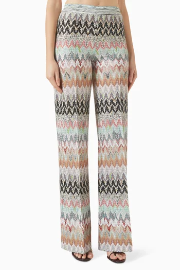 بنطال بقصة ساق واسعة ومنسوج من مزيج فيسكوز