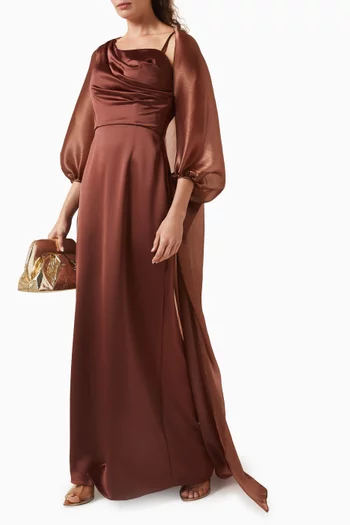Gemma Dress & Kaftan Set in Crepe-satin & Organza