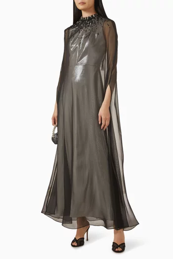 فستان ستار مزين بتطريزات جيرسيه