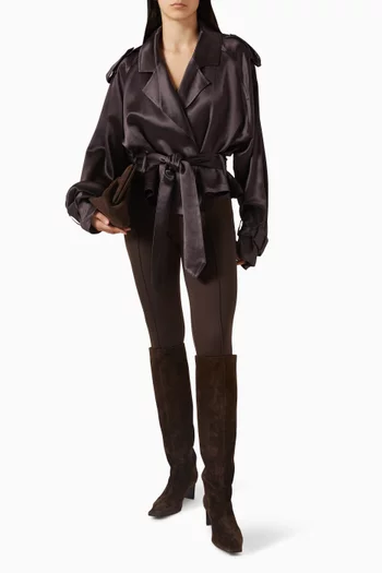 Simona Short Trench Coat in Satin