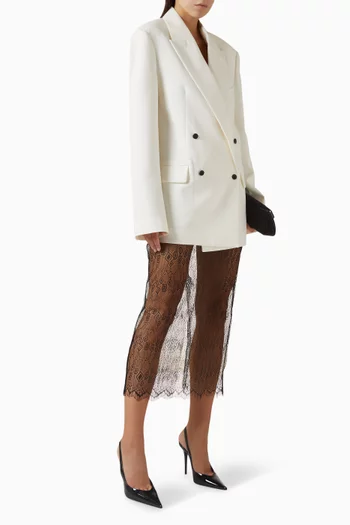 تنورة الروز متوسطة الطول دانتيل