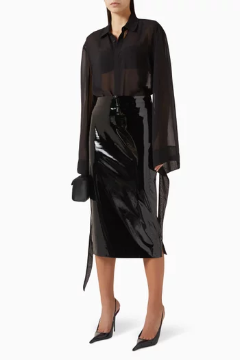 Verlin Sheer Tie-cuff Shirt in Chiffon