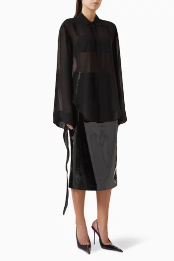 Verlin Sheer Tie-cuff Shirt in Chiffon