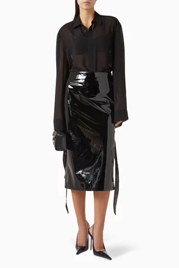 Samantha Zip Skirt in Patent Leather