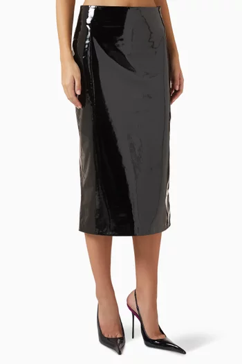 Samantha Zip Skirt in Patent Leather