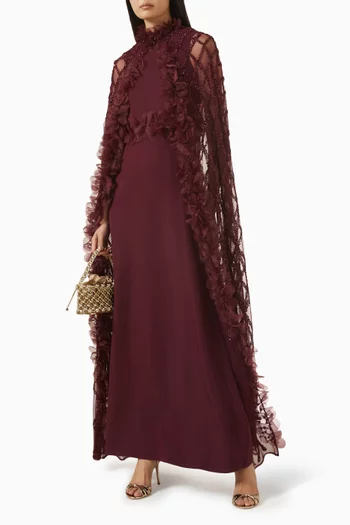 Embellished Cape Gown