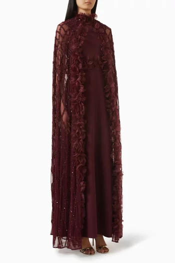 Embellished Cape Gown