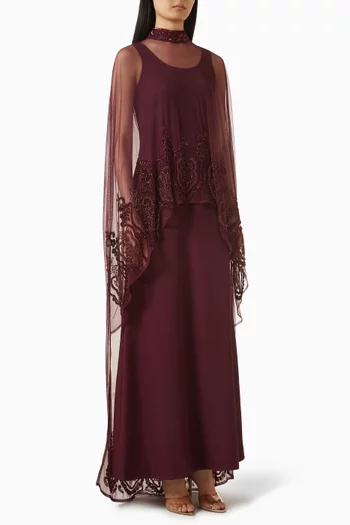 Embellished Cape Gown