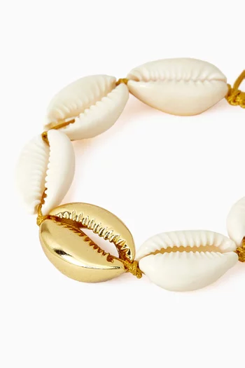 Large Puka Shell Bracelet in 24kt Gold-plated Brass