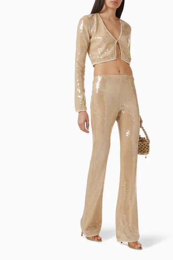 Marylin Sequin-embellished Flared Pants