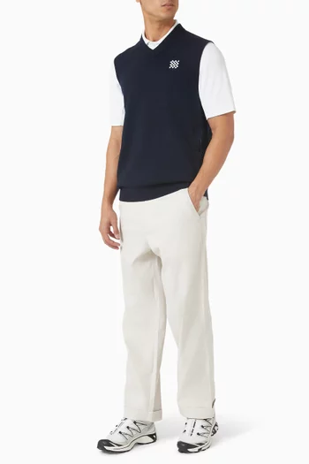 Logo V-neck Vest in Merino-wool