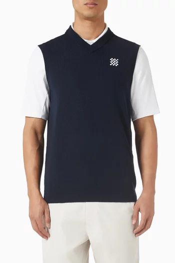 Logo V-neck Vest in Merino-wool