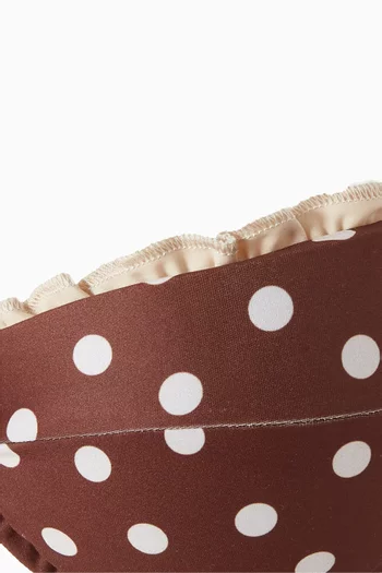 قطعة بيكيني علوية ليلي بنقشة منقطة وكشكش