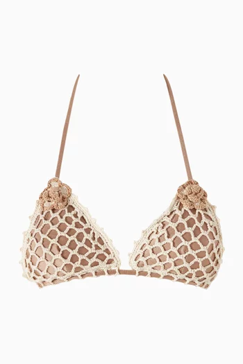 قطعة بيكيني علوية ميسي مطرزة بزهور