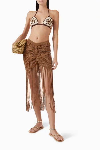Claudia Fringed Skirt in Crochet