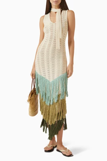 Rumi Fringed Maxi Dress in Knit