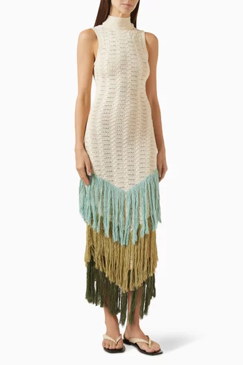 Rumi Fringed Maxi Dress in Knit