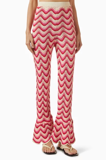 بنطال إيلودي منسوج بنقشة خطوط شيفرون متعرجة