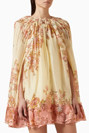 فستان ريا بأكمام بنمط كاب ونقشة