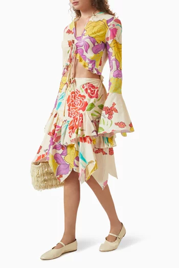 Flores Midi Skirt in Cotton