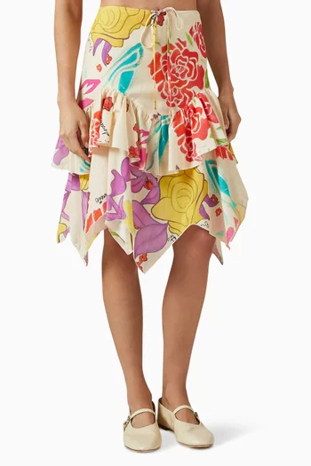 Flores Midi Skirt in Cotton