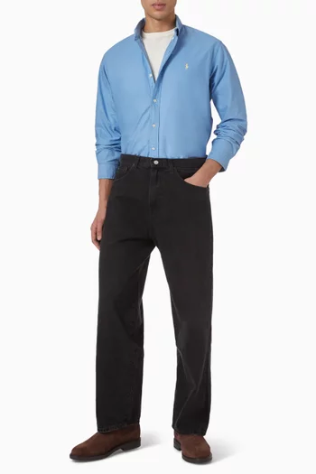 تي شيرت بولو بشعار لاعب البولو على الحصان قطن بوبلين