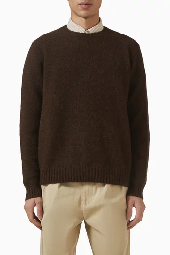 سترة منسوجة بفتحة رقبة مستديرة