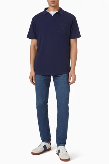 تي شيرت بولو بشعار الماركة قطن وكتان