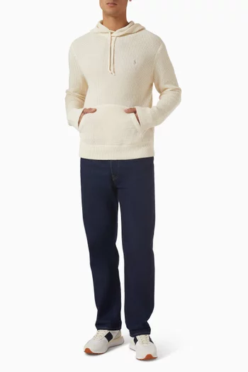 كنزة بغطاء رأس بملمس بارز قطن وصوف